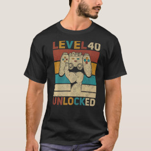 Level 40 Unlocked 40th Birthday 40 Years Old Gamer T-Shirt