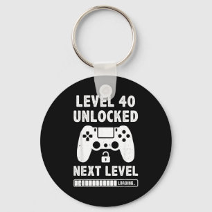 Level 40 unlocked 40th birthday video game retro key ring