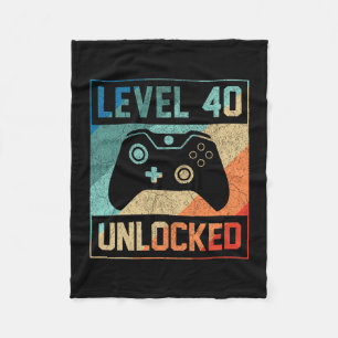 Level 40 Unlocked 40th Video Gamer 40th Birthday M Fleece Blanket