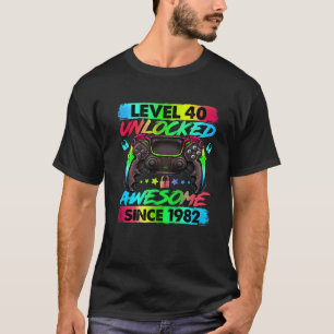 Level 40 Unlocked Awesome Since 1982 40Th Birthday T-Shirt