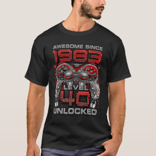 Level 40 Unlocked Awesome Since 1983 40th Birthday T-Shirt