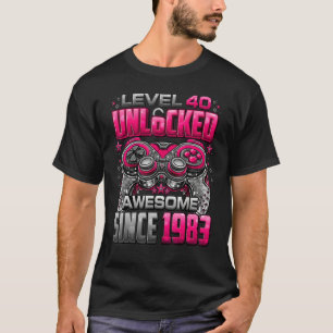 Level 40 Unlocked Awesome Since 1983 40th Birthday T-Shirt