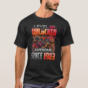 Level 40 Unlocked Awesome Since 1983 40th Birthday T-Shirt