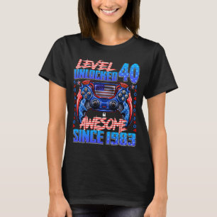 Level 40 Unlocked Awesome Since 1983 40th Birthday T-Shirt