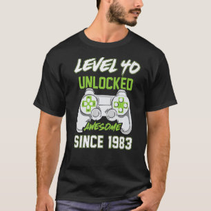 Level 40 Unlocked Awesome Since 1983 Video Game Bi T-Shirt