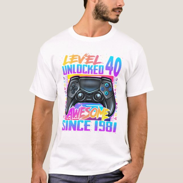 Level 40 Unlocked Awesome T-Shirt (Front)