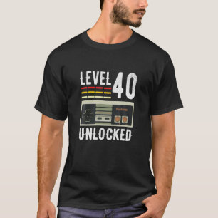 Level 40 Unlocked Birthday Video Gamer 40th Bday T-Shirt