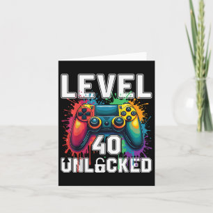 Level 40 Unlocked Funny Video Game Theme 40th Birt Card