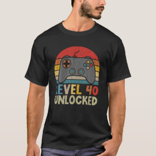Level 40 Unlocked Funny Video Gamer 40Th Birthday T-Shirt