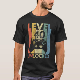 Level 40 Unlocked Funny Video Gamer 40th Birthday  T-Shirt
