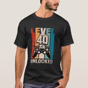 Level 40 Unlocked Funny Video Gamer Controller 40t T-Shirt