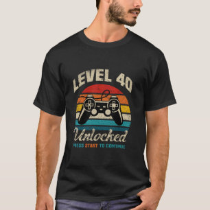 Level 40 Unlocked Funny Video Gamer Controller 40t T-Shirt