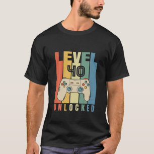 Level 40 Unlocked Gamer 40Th Birthday Decorations T-Shirt