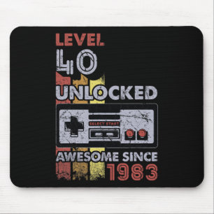 Level 40 Unlocked Gamer 40th Birthday Gift Video G Mouse Pad
