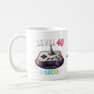 Level 40 Unlocked Gaming Style 40th Birthday Coffee Mug