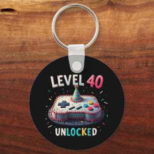 Level 40 Unlocked Gaming Style 40th Birthday Key Ring