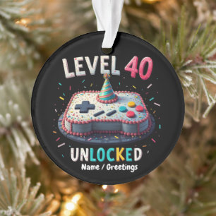 Level 40 Unlocked Gaming Style 40th Birthday Ornament