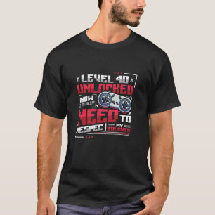 Level 40 Unlocked Respec My Talents Funny Gamer Bi T-Shirt