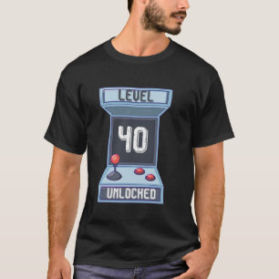 Level 40 Unlocked Retro Arcade Birthday Gamer 40th T-Shirt
