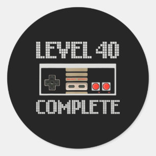 Level 40 Unlocked Shirt Video Gamer 40th Birthday Classic Round Sticker