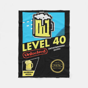 Level 40 Unlocked Video Game 40th Birthday Fleece Blanket