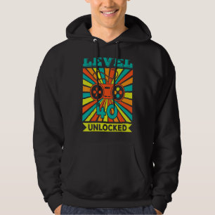 Level 40 Unlocked  Video Gamer 40th Birthday 1 Hoodie