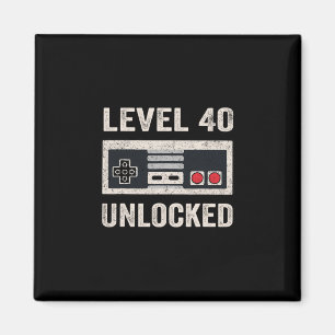 Level 40 Unlocked Video Gamer 40th Birthday Gift Magnet