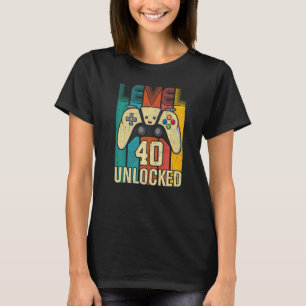 Level 40 Unlocked Video Gamer 40th Birthday T-Shirt