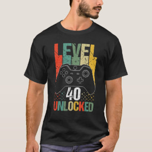 Level 40 Unlocked Video Gamer 40th Birthday T-Shirt
