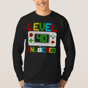 Level 40 Unlocked Video Gamer 40th Birthday T-Shirt