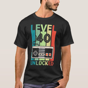 Level 40 Unlocked  Video Gamer 40th Birthday  Tee