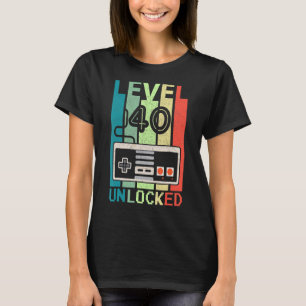 Level 40 Unlocked Video Gamer 40th Birthday Tee