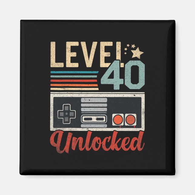 Level 40 Unlocked Video Gamer Controller 40th Birt Magnet (Front)