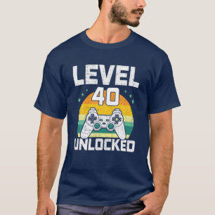 Level 40 Unlocked Video Gamer Gaming 40th Birthday T-Shirt
