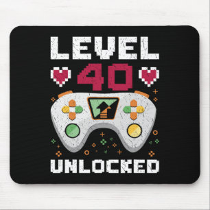 Level 40 Unlocked Video Player B-day Retro Gamer Mouse Pad