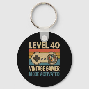 Level 40 Vintage Gamer Mode Activated Retro Key Ring