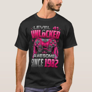 Level 41 Unlocked Awesome Since 1982 41st Birthday T-Shirt