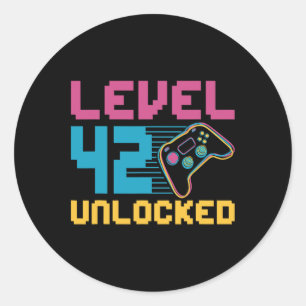 Level 42 Unlocked Gaming Birthday Classic Round Sticker