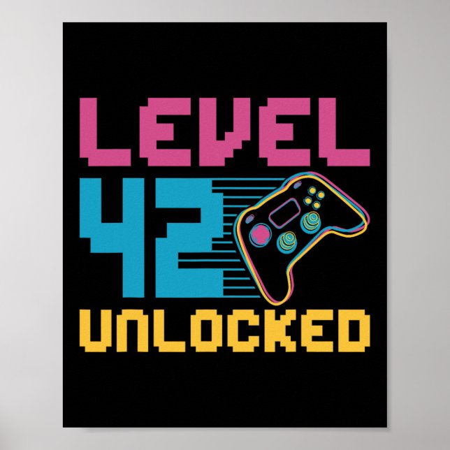 Level 42 Unlocked Gaming Birthday  Poster (Front)