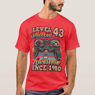Level 43 Unlocked Awesome Since 1980 43rd Birthday T-Shirt