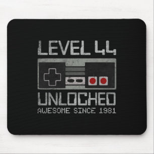 Level 44 Unlocked 44th Birthday 44 Year Old Video Mouse Pad