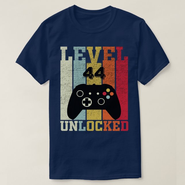 Level 44 Unlocked Funny Video 44th Birthday Gift T-Shirt (Design Front)