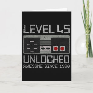 Level 45 Unlocked 45th Birthday 45 Year Old Video  Card