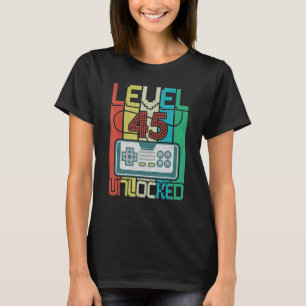 Level 45 Unlocked Video Gamer 45th Birthday T-Shirt