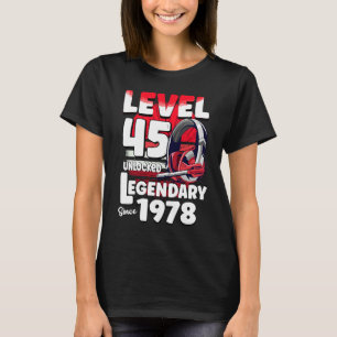 Level 45 years old Unlocked Since 1978 45th Gamer  T-Shirt