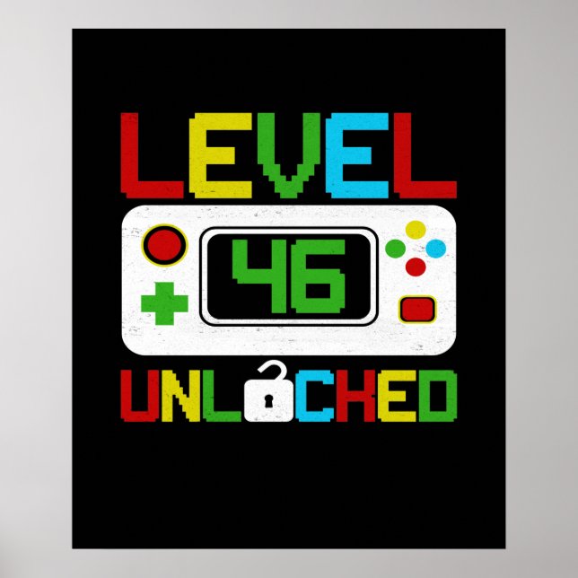 Level 46 Unlocked Video Game 10th Birthday Gift Poster (Front)