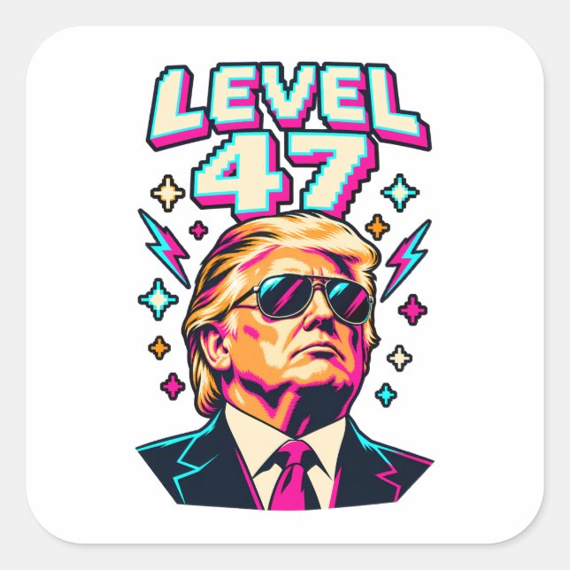 Level 47 Neon Arcade Square Sticker (Front)