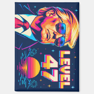 Level 47 Neon Arcade Sunset Shades Square Magnet