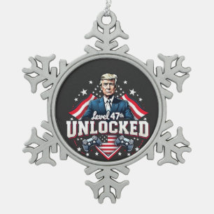 Level 47th unlocked Trump Won Inaguration Day Snowflake Pewter Christmas Ornament
