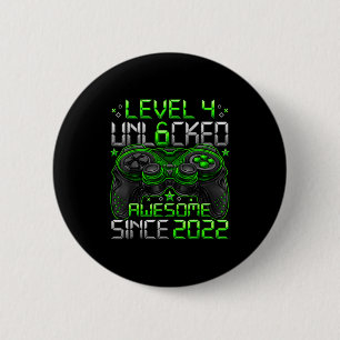 Level 4 Unlocked 4 Year Old Boys 4th Birthday Boy 6 Cm Round Badge